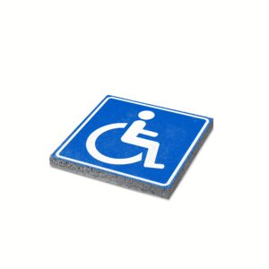 Blauwe tegel met opdruk 'Invalide'